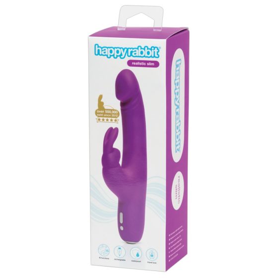 Happyrabbit Realistic Slim - punjivi vibrator za klitoris (ljubičasti)