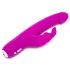 Happyrabbit Realistic Slim - Punjivi vibrator sa stimulacijom klitorisa (ljubičasti)