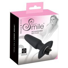 SMILE Butt Plug - punjivi, silikonski analni vibrator (crni)