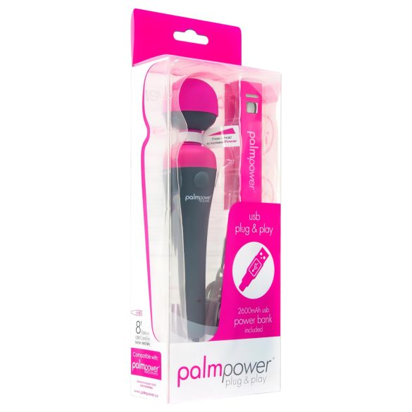 PalmPower Wand - masažer s powerbankom (ružičasto-sivo)