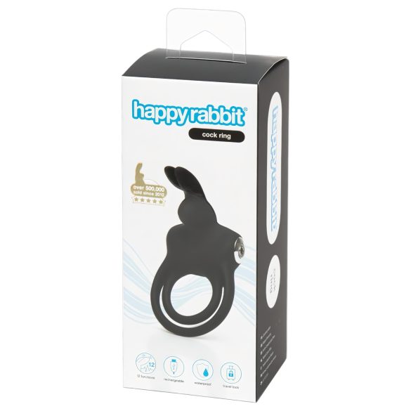 Happyrabbit Cock - vodootporni akumulatorski prsten za penis i testise (crni)