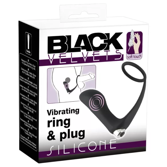 Black Velvets - analni vibrator s prstenom za penis - crni