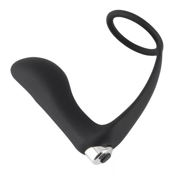 Black Velvets - analni vibrator s prstenom za penis - crni