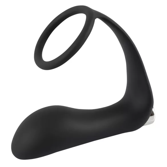 Black Velvets - analni vibrator s prstenom za penis - crni