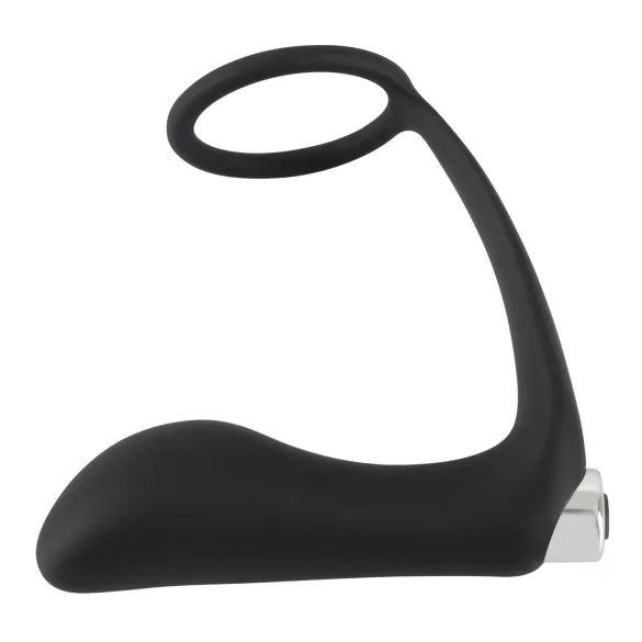 Black Velvets - analni vibrator s prstenom za penis - crni