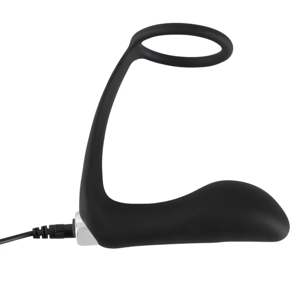 Black Velvets - analni vibrator s prstenom za penis - crni