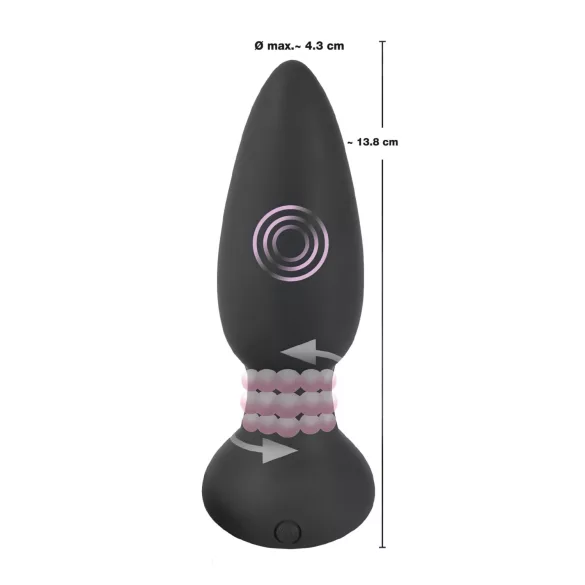 Black Velvets - analni vibrator s rotirajućim perlicama - crni