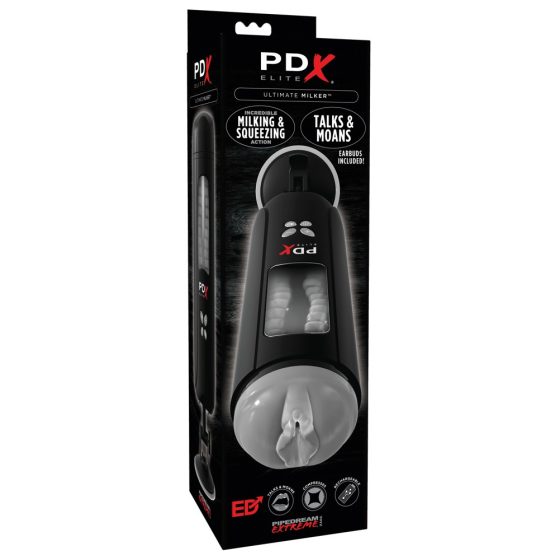 PDX Ultimate Milker - masturbator za mužnju penisa na baterije (crni)