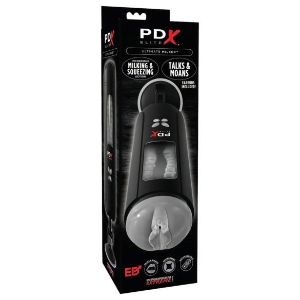 PDX Ultimate Milker - usisni - vibrirajući masturbator (crna)