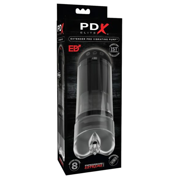 PDX Elite Extender Pro - punjenje vakuumsko-vibracijska masturbator (crni)
