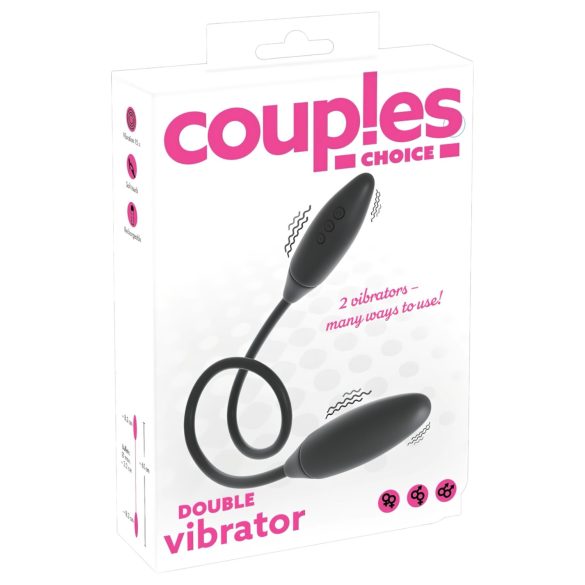 Par za užitak - baterijski dvostruki vibrator (crni)
