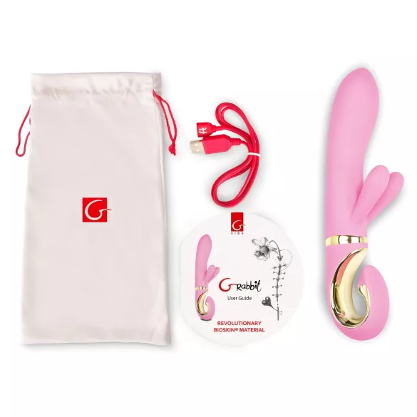 G-Vibe GRabbit - vibrator za G-točku s 3 motora - punjivi - rozi