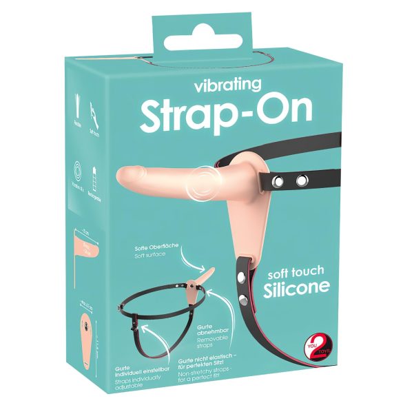 You2Toys - Strap-On - punjivi, pričvrstivi vibrator (prirodna boja)