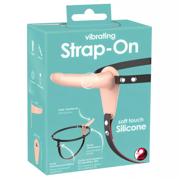 You2Toys - strap-on vibrator s remenom - punjivi - natur