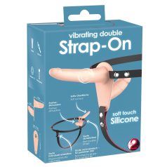 Strap-On - podesivi dvostruki vibrator (natur)