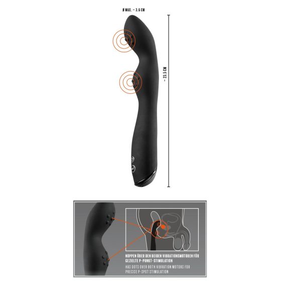 Rebel P-Spot - Vibrator za prostatu s dva motora (crni)
