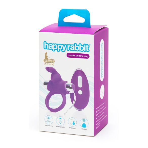 Happyrabbit - punjivi, radijski prsten za penis (ljubičasto-srebrni)