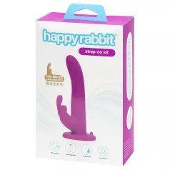   Happyrabbit - strap-on vibrator s zečićem - silikon ljubičasta