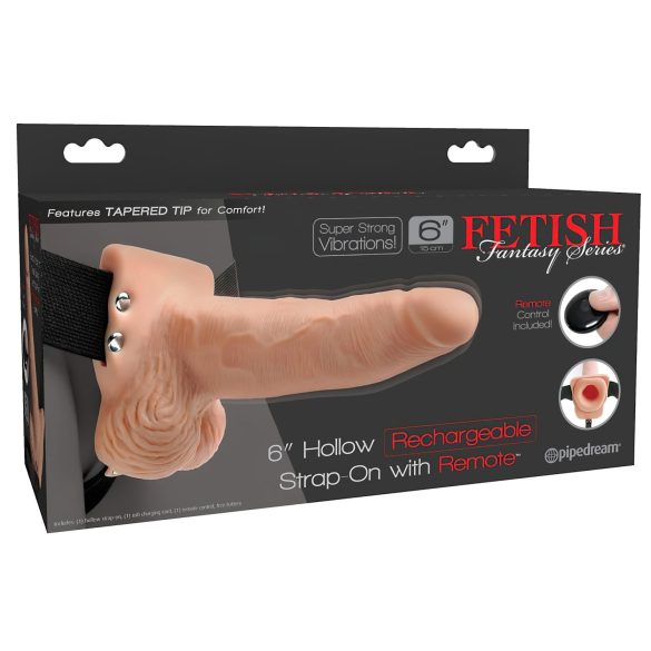 Fetish Strap-On 6 - podesivi, šuplji vibrator (prirodni izgled)