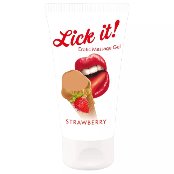 Lick it! - jestivi lubrikant i masažna krema 2u1 - jagoda 50ml