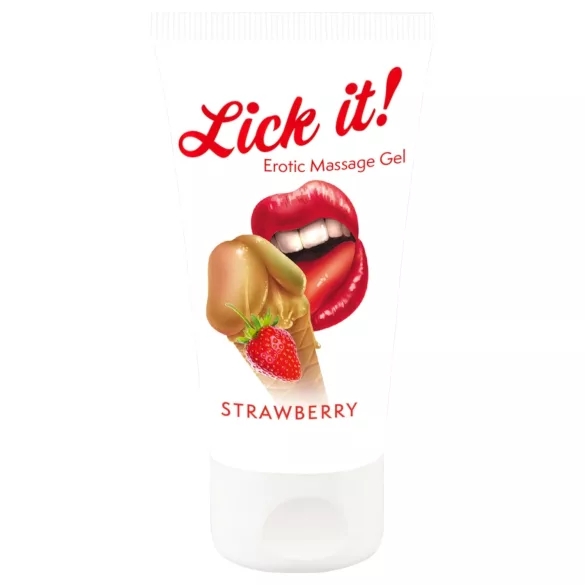 Lick it! - jestivi lubrikant i masažna krema 2u1 - jagoda 50ml