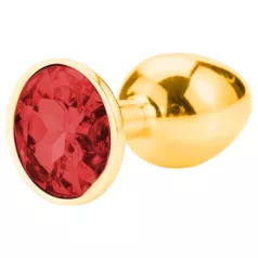 Sunfo - metalni analni čep s crvenim kamenom - zlatni