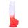 Sunfo - usisna čašica, dildo s testisima - 21cm (prozirno-crvena)