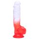 Sunfo - dildo s vakuumskim postoljem - 21cm (prozirno-crveni)
