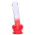 Sunfo - usisna čašica, dildo s testisima - 21cm (prozirno-crvena)