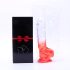 Sunfo - usisna čašica, dildo s testisima - 21cm (prozirno-crvena)