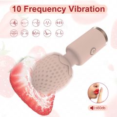   Sunfo Strawberry - punjivi, vodootporni mini vibrator za masažu (ružičasti)