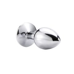 Sunfo - metalni analni dildo sa kamenom (srebrno-bijeli)