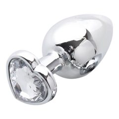   Sunfo - metalni analni dildo sa kamenom u obliku srca (srebrno-bijeli)