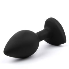   Sunfo - silikonski analni dildo sa kamenom u obliku srca (crno-bijeli)