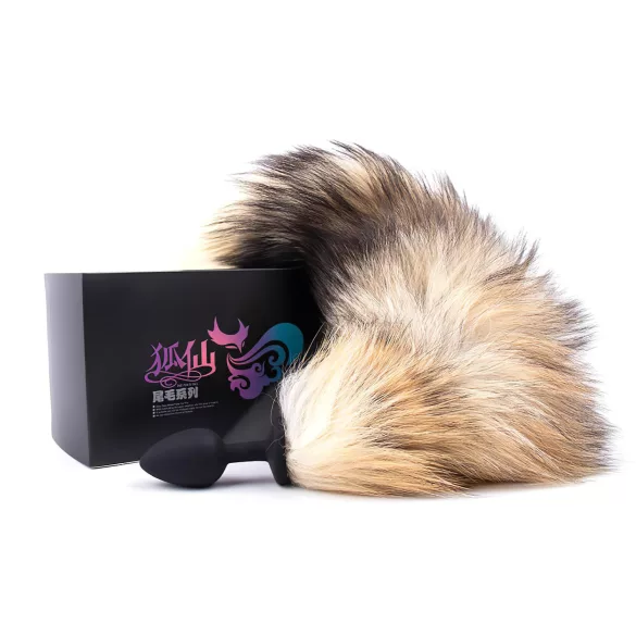 Sunfo - analni čep s repom lisice - silikon - crno-crveni