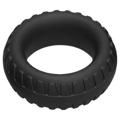   Pulselock Forge - silikonski penisni prsten s uzorkom gazne površine gume (crni) - 30 mm