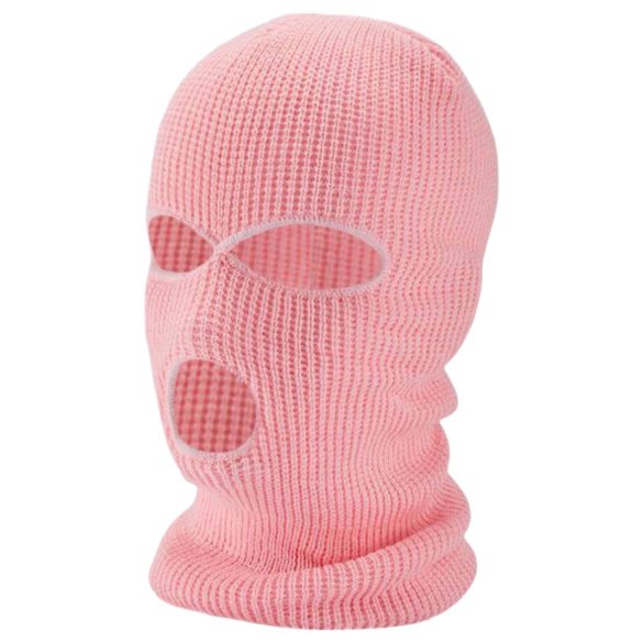 Balaclava - pletena maska s 3 otvora (ružičasta)