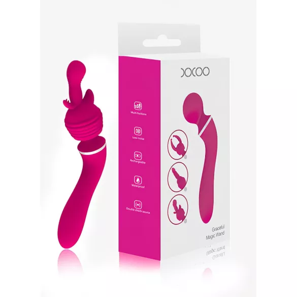 Lonely - 2u1 masažer i G-točka vibrator s 3 nastavka - rozi