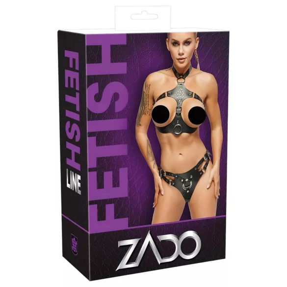 ZADO - kožni set s remenima (crni) - L/XL