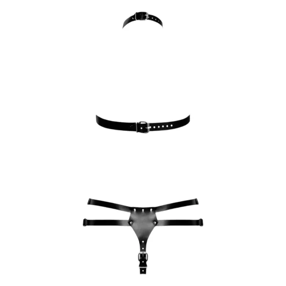 ZADO - kožni set s remenima (crni) - L/XL