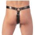 ZADO - kožna tanga s dildom i 3 prstena za penis