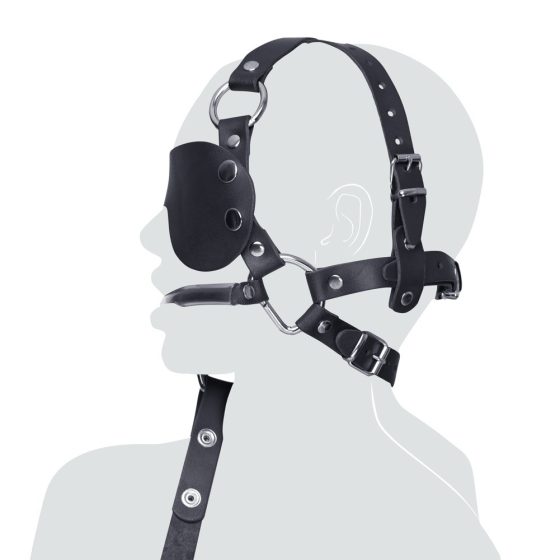 ZADO - kožna maska za glavu sa zablom i vodilicom (crna)