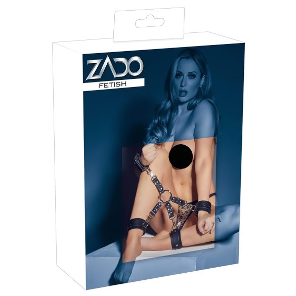 ZADO - set crnih manžeta za zapešća i gležnjeve s remenčićem