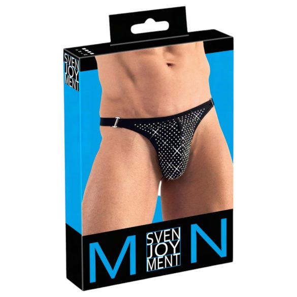 Svenjoyment - muška tanga s kristalima (crna)
