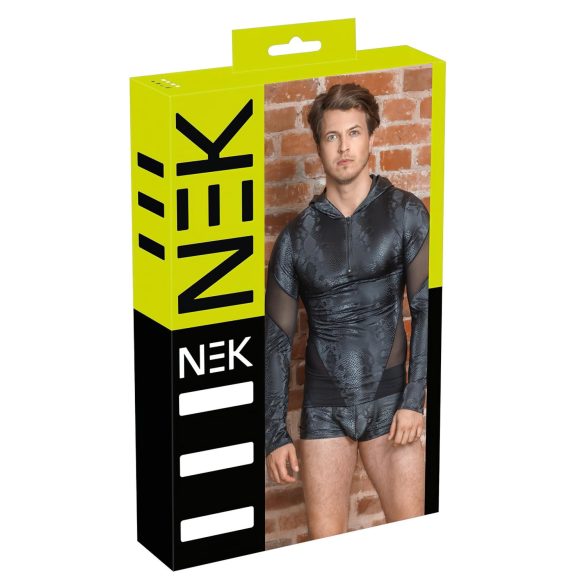 NEK - Crna muška jakna s kapuljačom i uzorkom zmijske kože