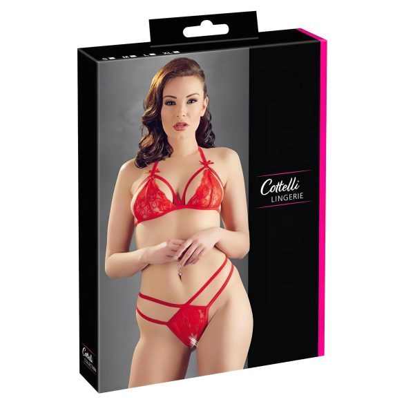 Cottelli - otvoreni čipkasti grudnjak set (crveni)