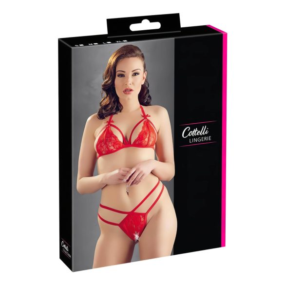 Cottelli - otvoreni čipkasti grudnjak set (crveni)
