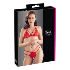 Cottelli - otvoreni čipkasti grudnjak set - crvena - XL