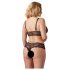 Cottelli Plus Size - čipkasti grudnjak set (crni) - XXL
