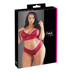   Cottelli Plus Size - komplet grudnjaka od mekane čipke - crvena